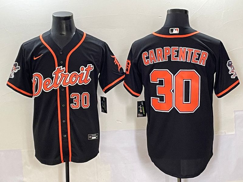 Men 2025 Detroit Tigers #30 Carpenter Black Joint Name Nike MLB Jersey style 5